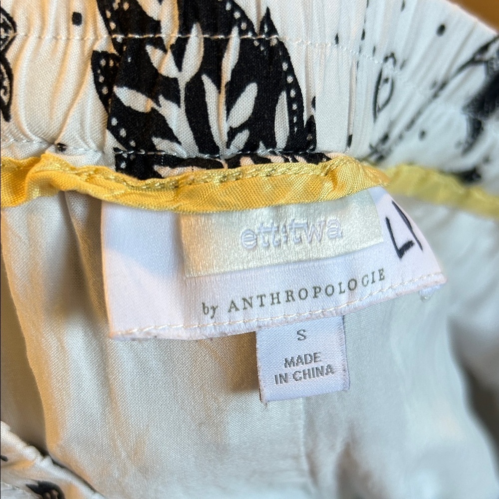 Anthropologie ett:twa Black White Floral Boho Cropped Pants Women’s S - Picture 3 of 9